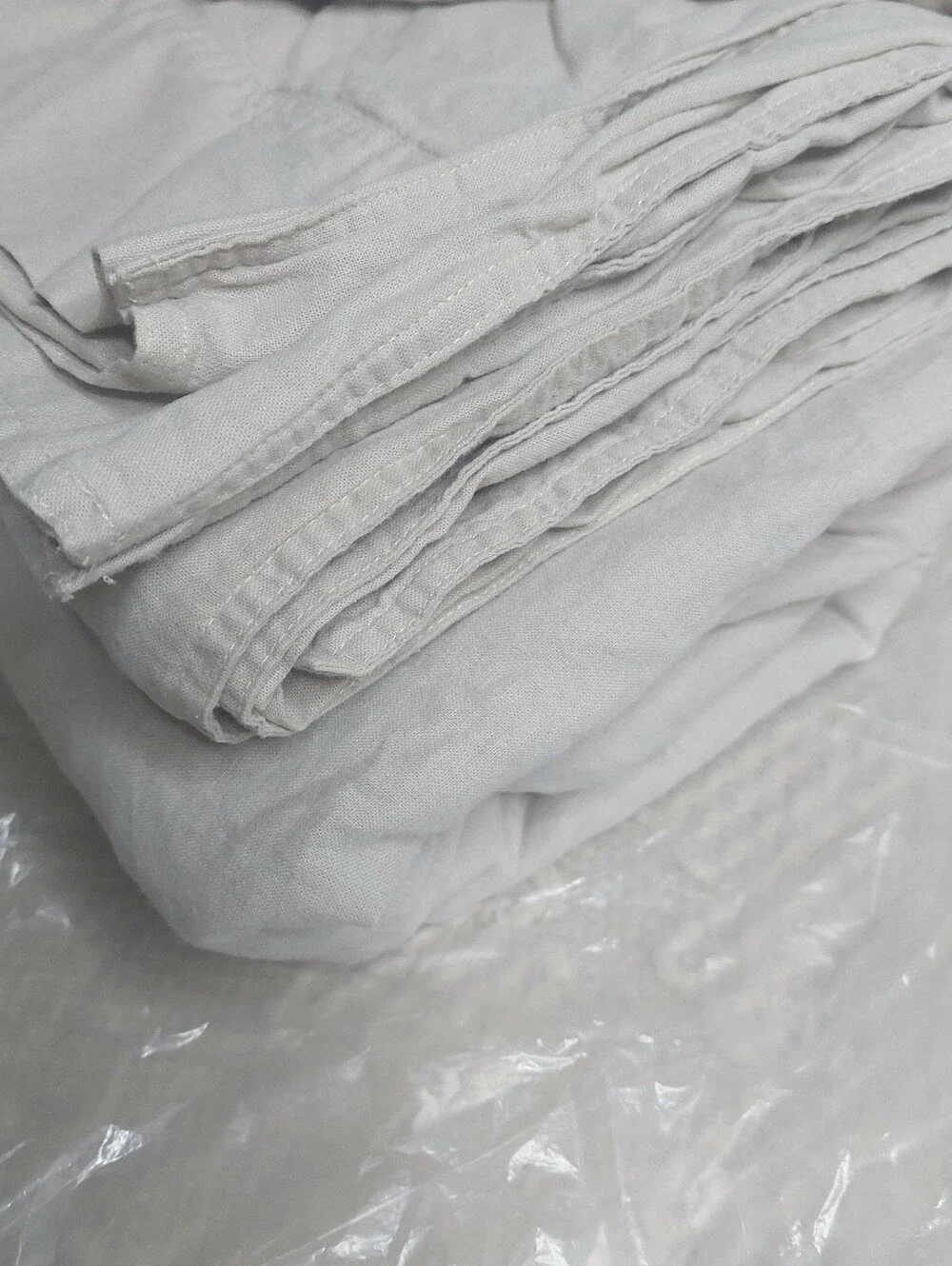 Linen Light Gray Fitted Bottom Sheet & 2 Pillowcases! King (774)(READ)